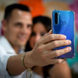 Pareja Selfie foto bokeh