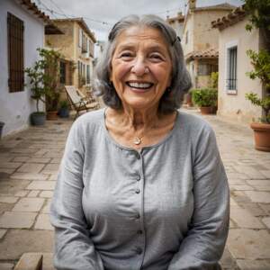 Retrato mujer mayor anciana sonriendo pueblo imagen IA