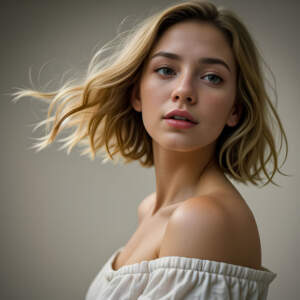 Mujer joven rubia retrato imagen IA